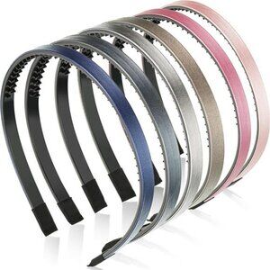 6-Pack Skinny Leather-Covered Headbands – Lustrous Colors